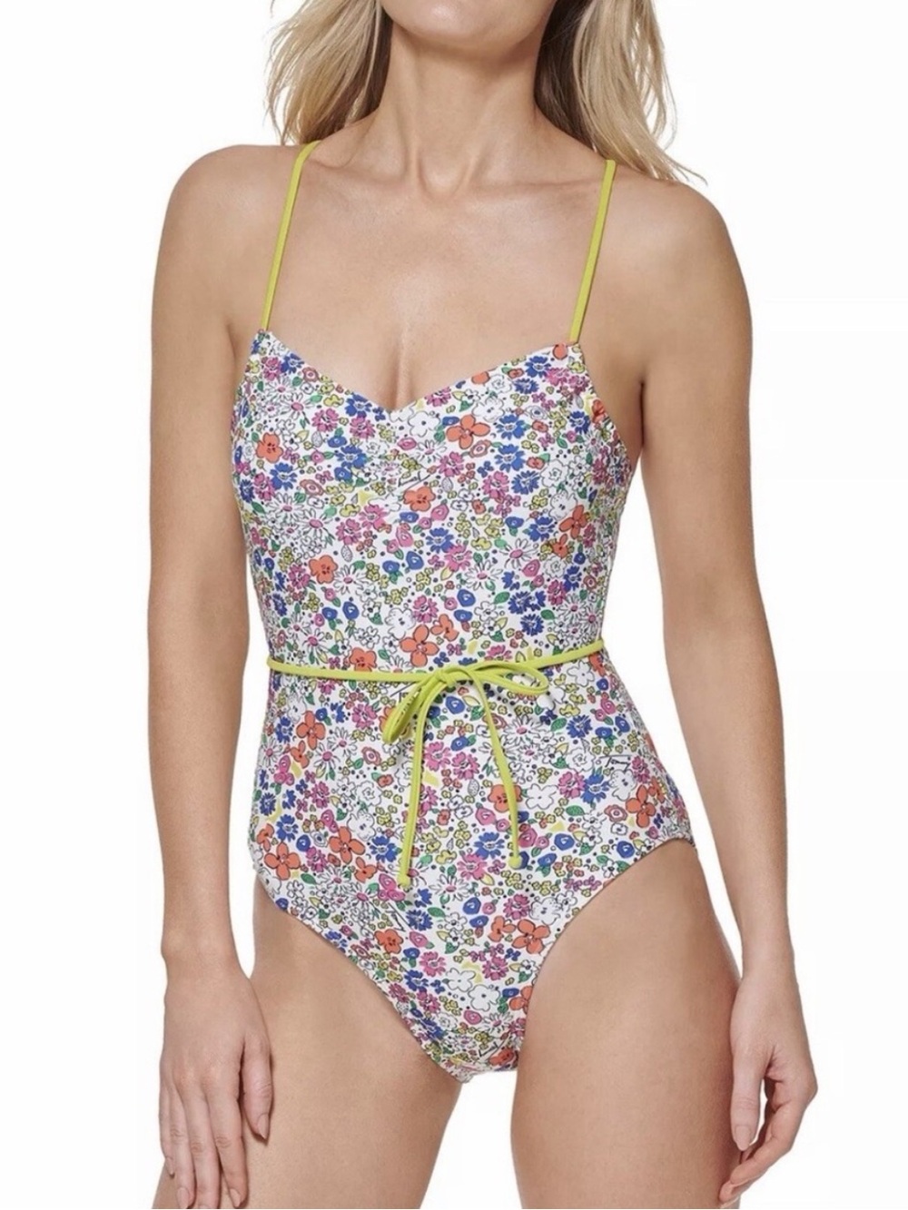 Tommy Hilfiger | Penelope floral lace-up back one-piece bathing suit.